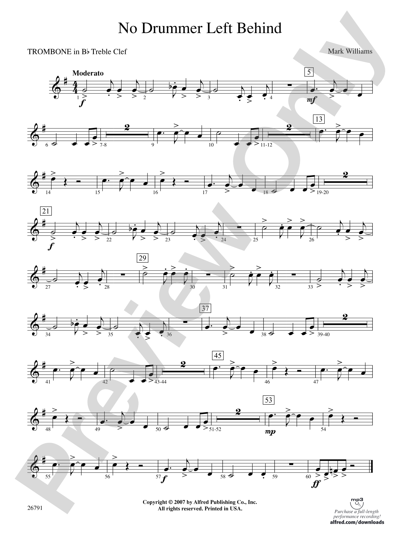 No Drummer Left Behind: (wp) 1st B-flat Trombone T.C.