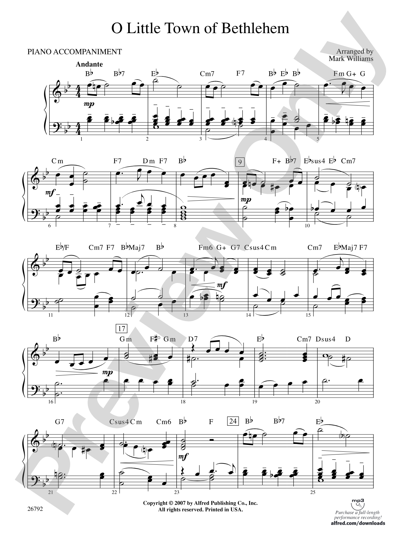 O Little Town of Bethlehem: Piano Accompaniment