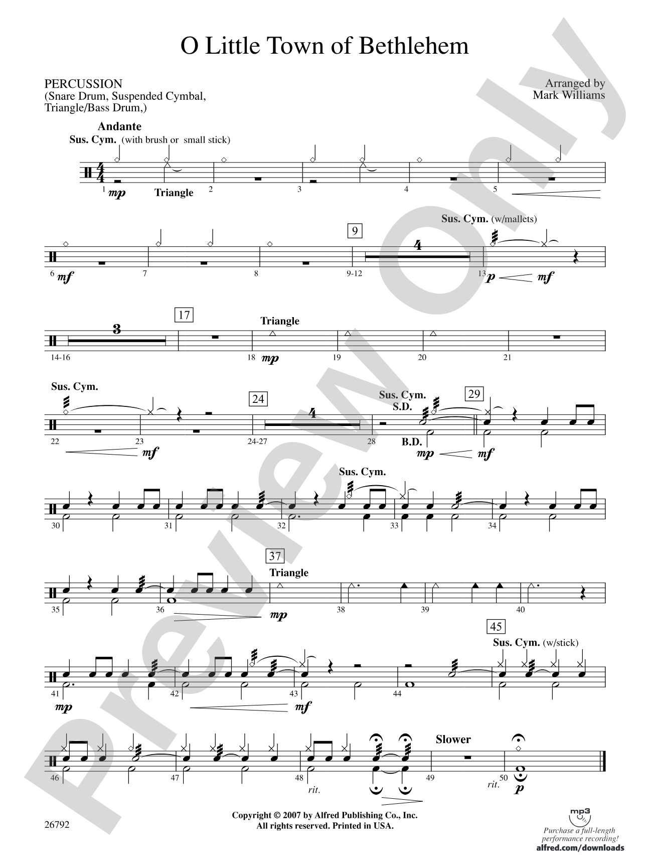 O Little Town of Bethlehem: 1st Percussion