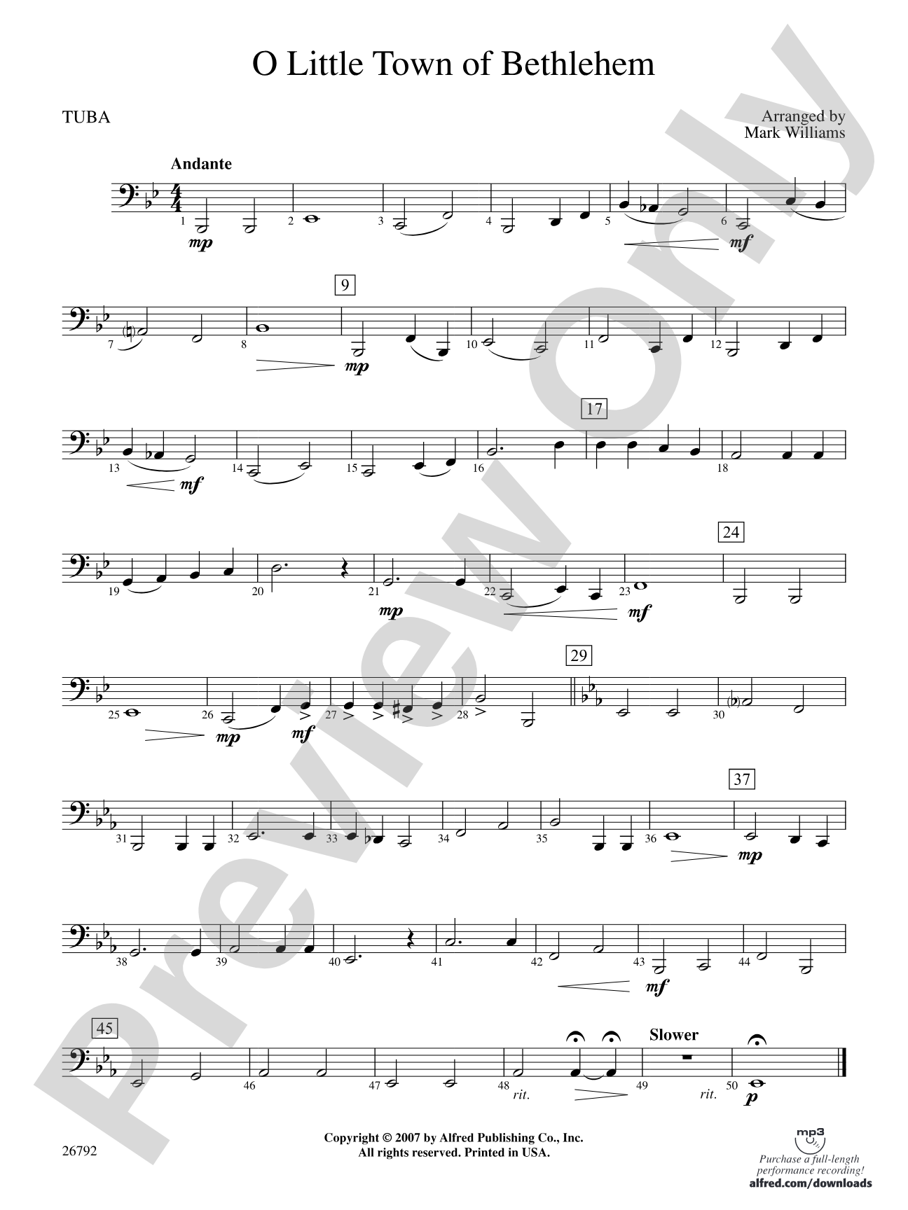 O Little Town of Bethlehem: Tuba