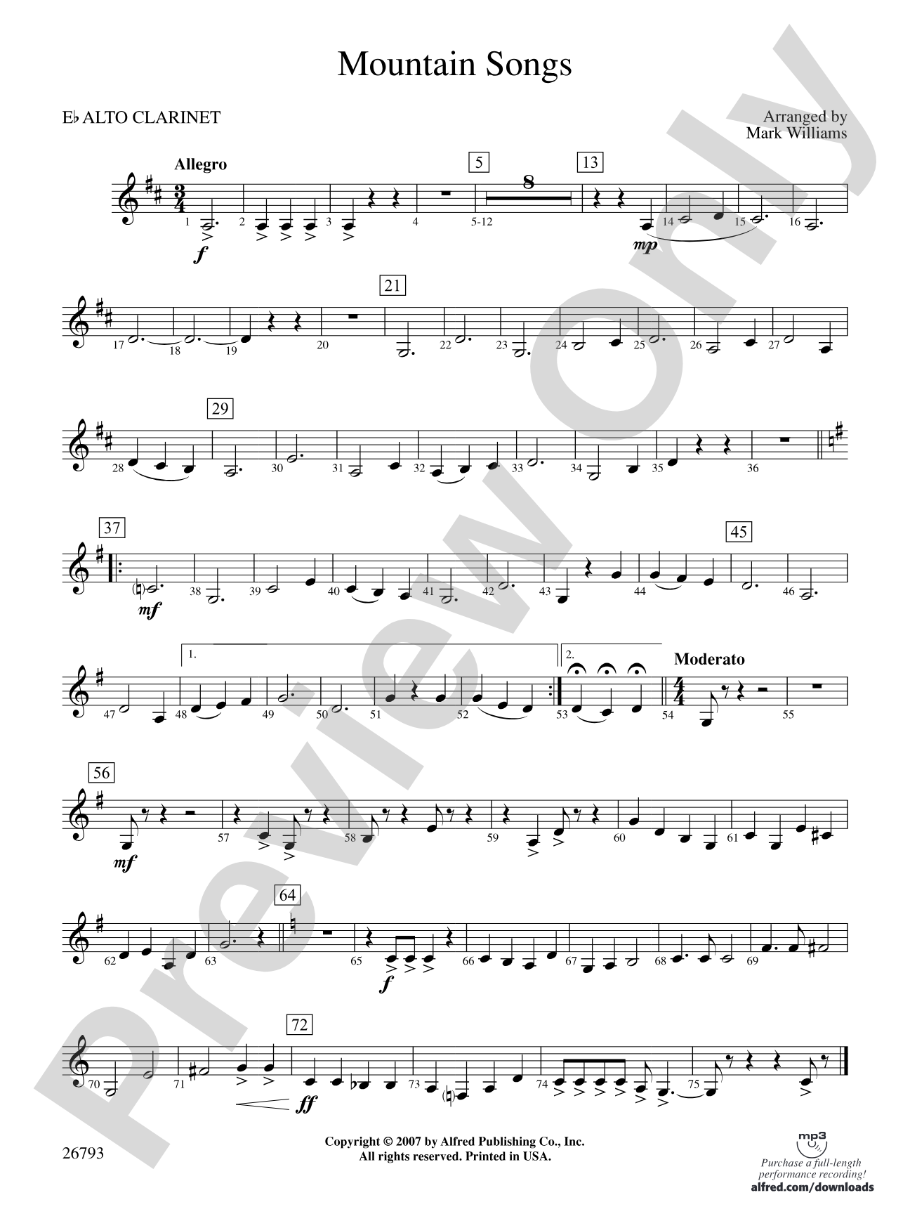 Mountain Songs: E-flat Alto Clarinet