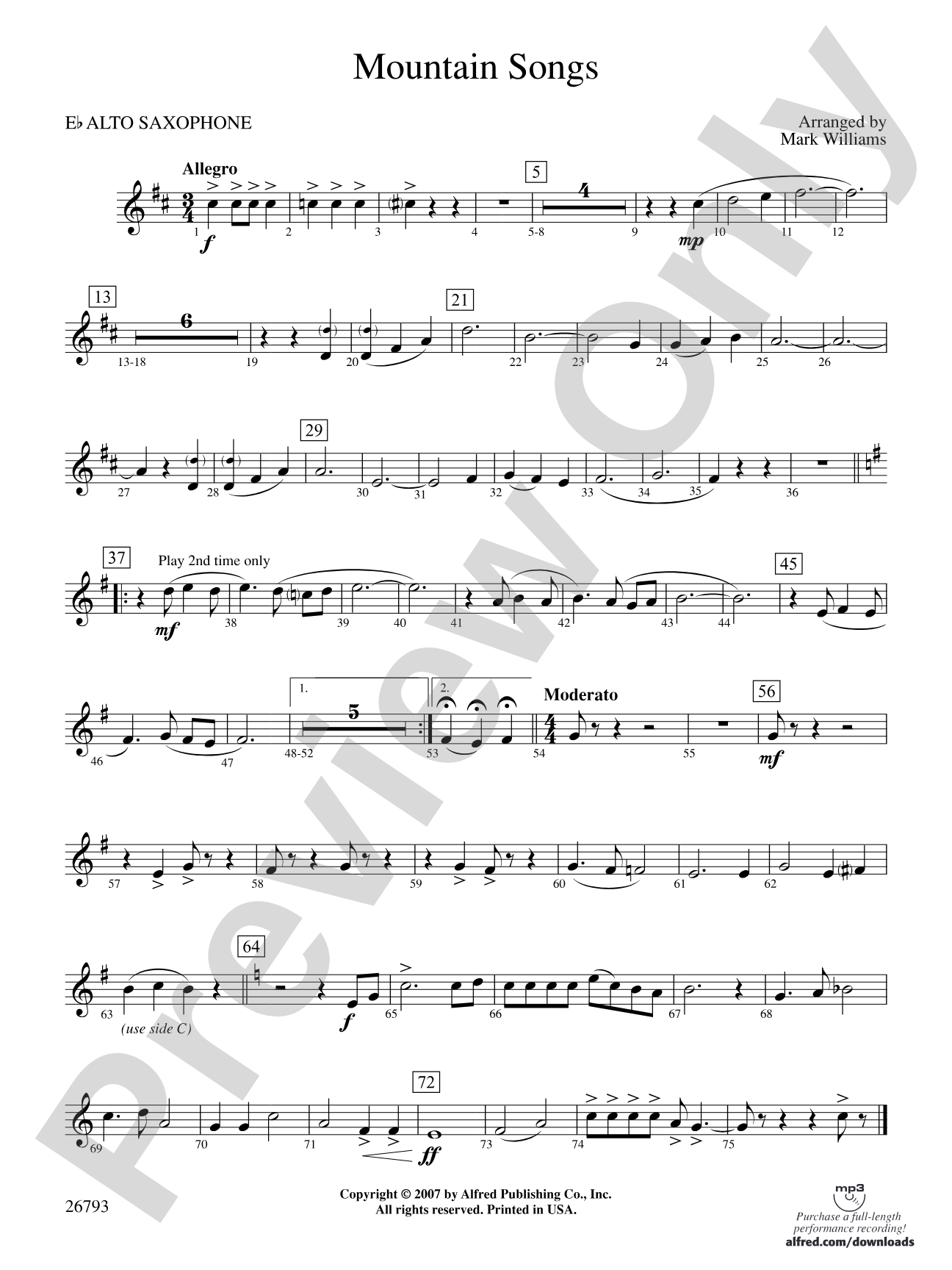 Mountain Songs: E-flat Alto Saxophone