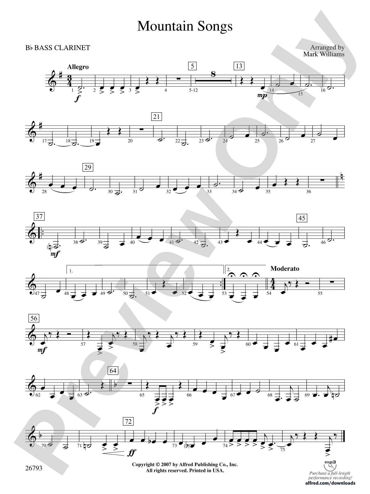 Mountain Songs: B-flat Bass Clarinet