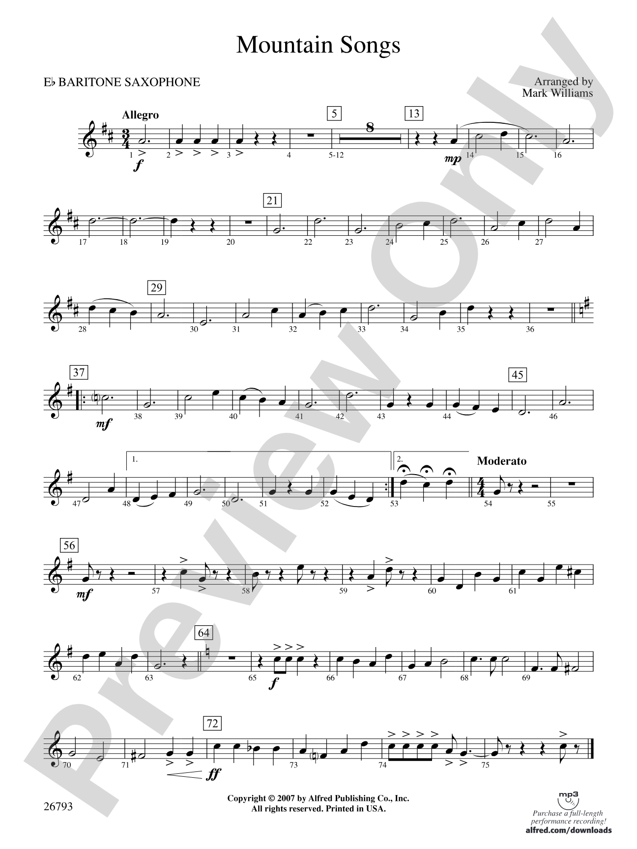 Mountain Songs: E-flat Baritone Saxophone