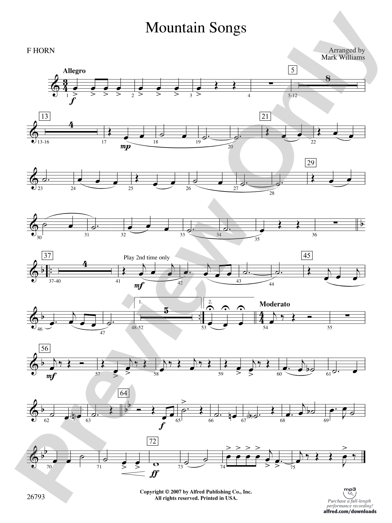 Mountain Songs: 1st F Horn