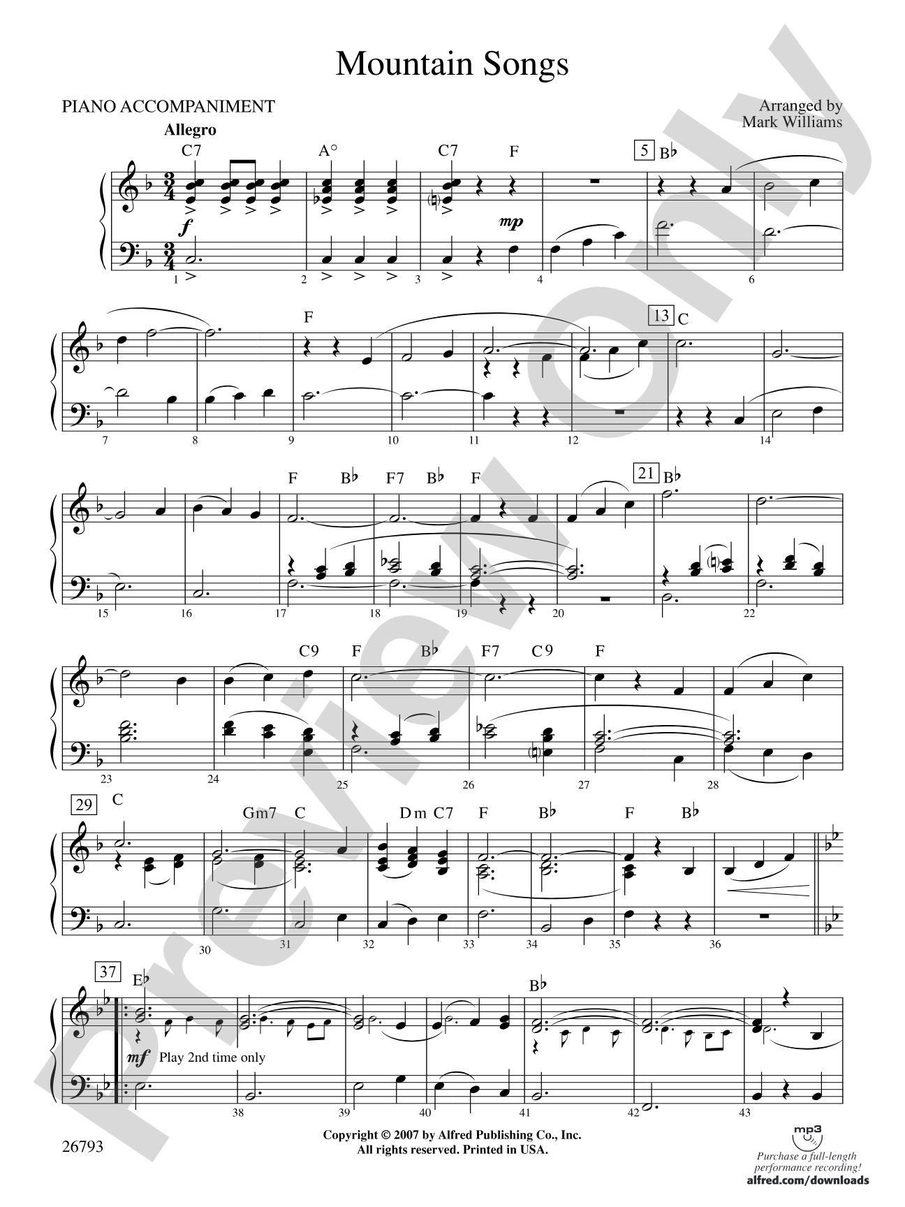 Mountain Songs: Piano Accompaniment