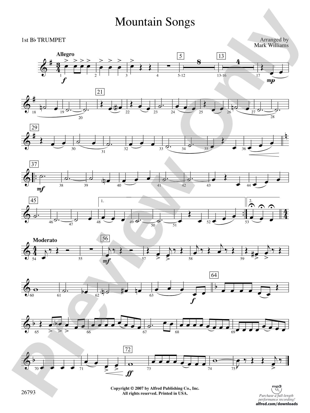 Mountain Songs: 1st B-flat Trumpet