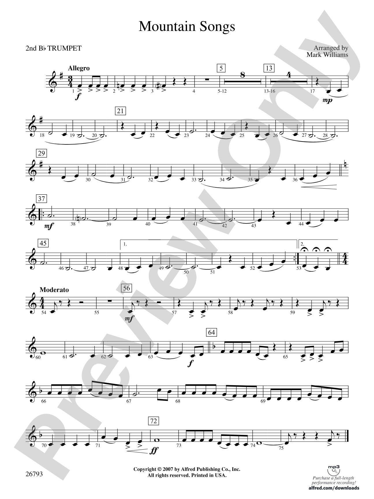Mountain Songs: 2nd B-flat Trumpet