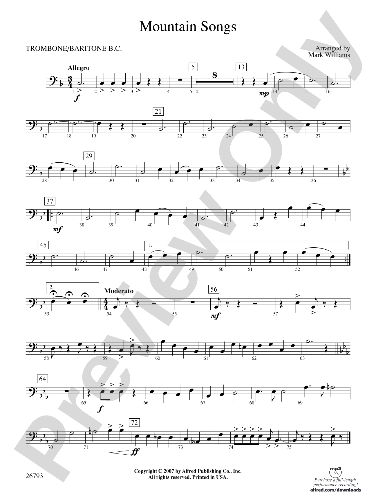 Mountain Songs: 1st Trombone