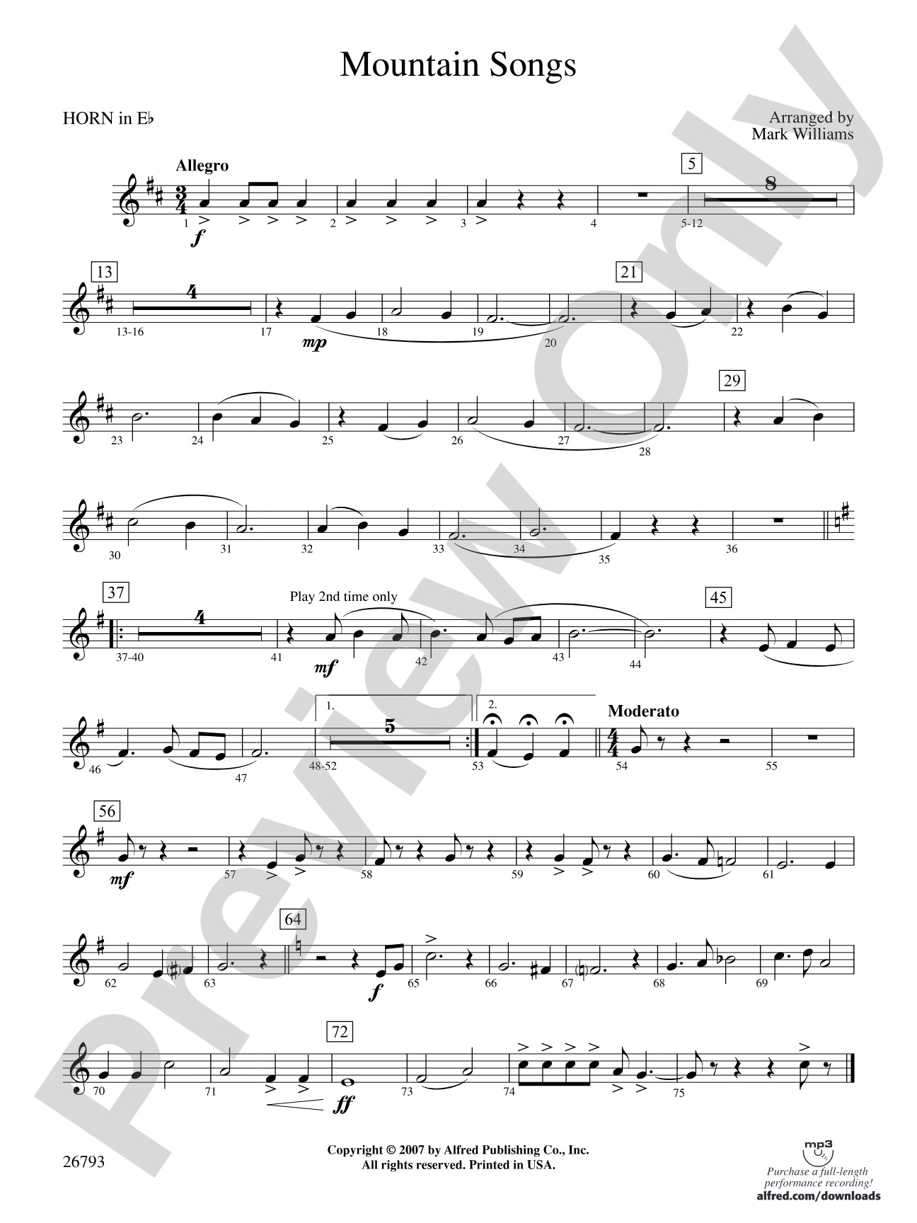 Mountain Songs: (wp) 1st Horn in E-flat