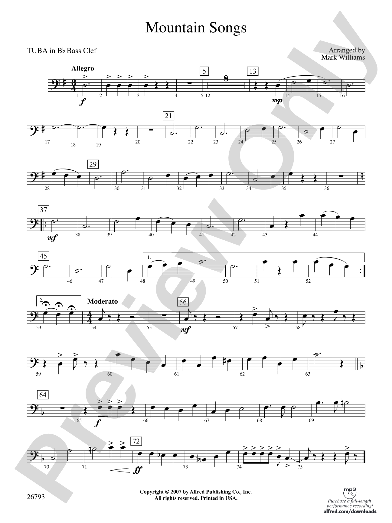 Mountain Songs: (wp) B-flat Tuba B.C.