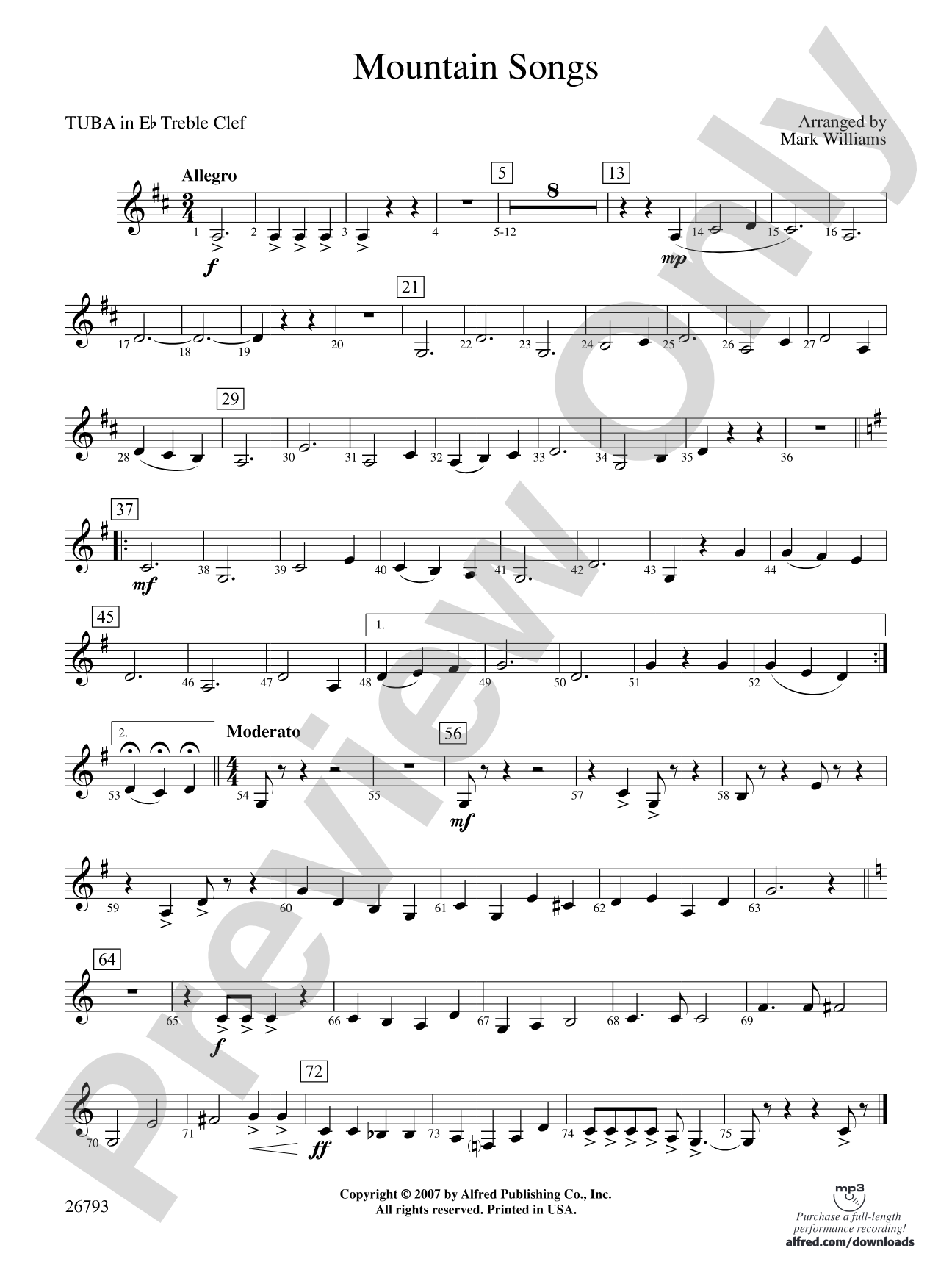 Mountain Songs: (wp) E-flat Tuba T.C.