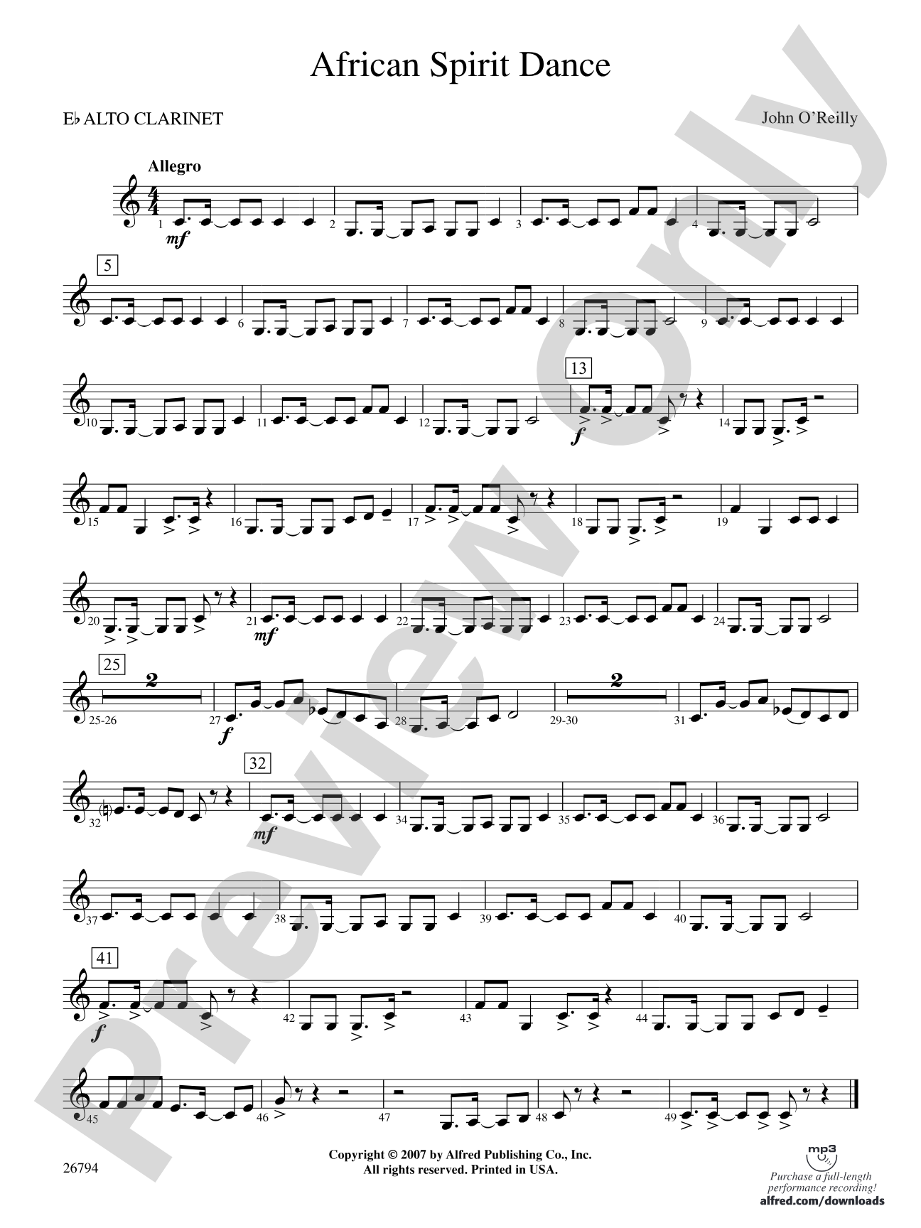 African Spirit Dance: E-flat Alto Clarinet