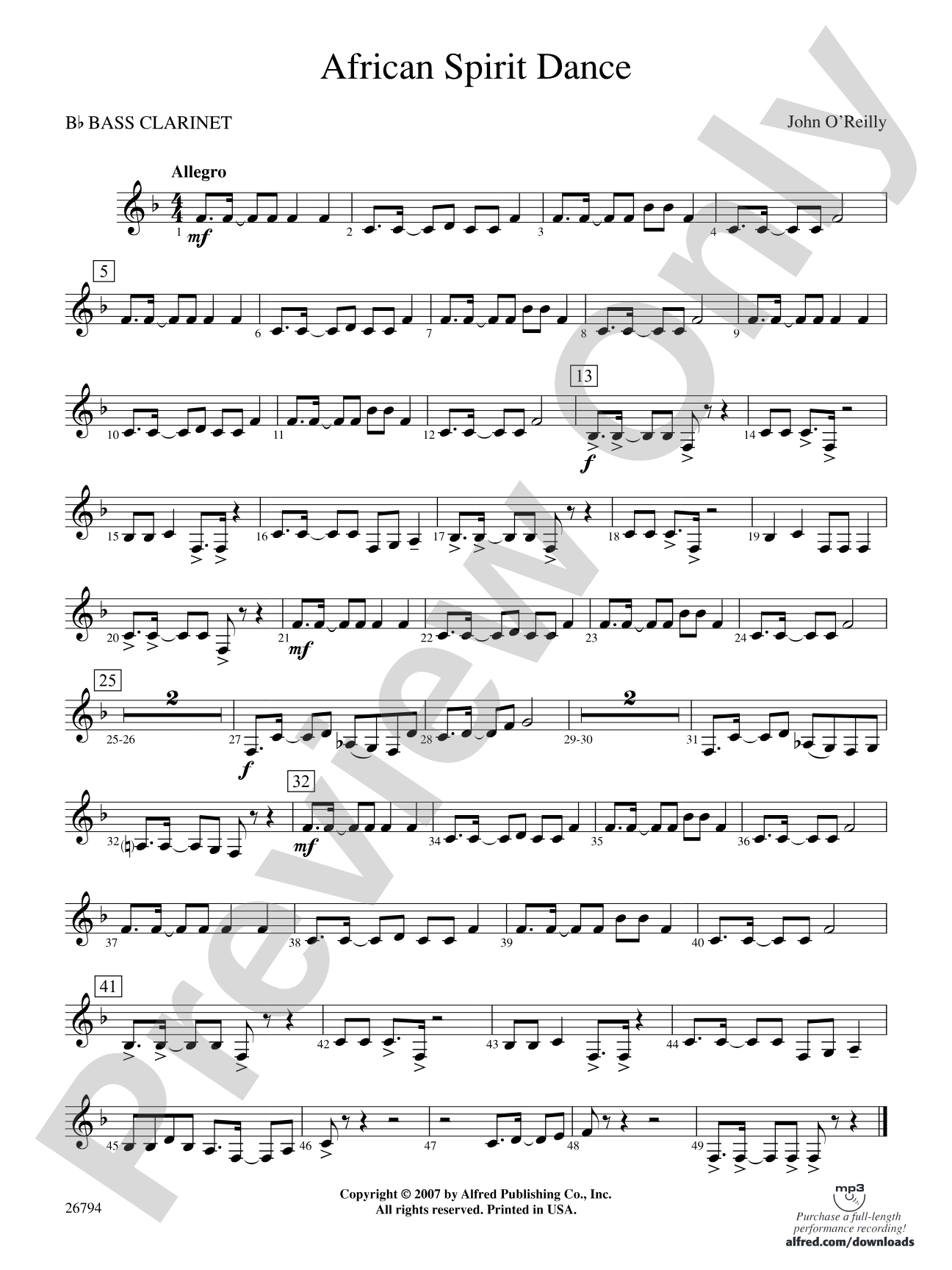 African Spirit Dance: B-flat Bass Clarinet