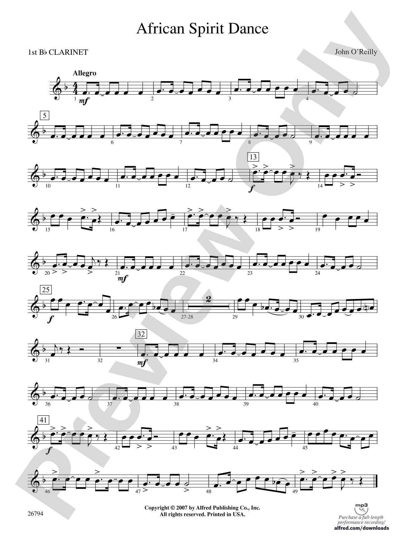 African Spirit Dance: 1st B-flat Clarinet