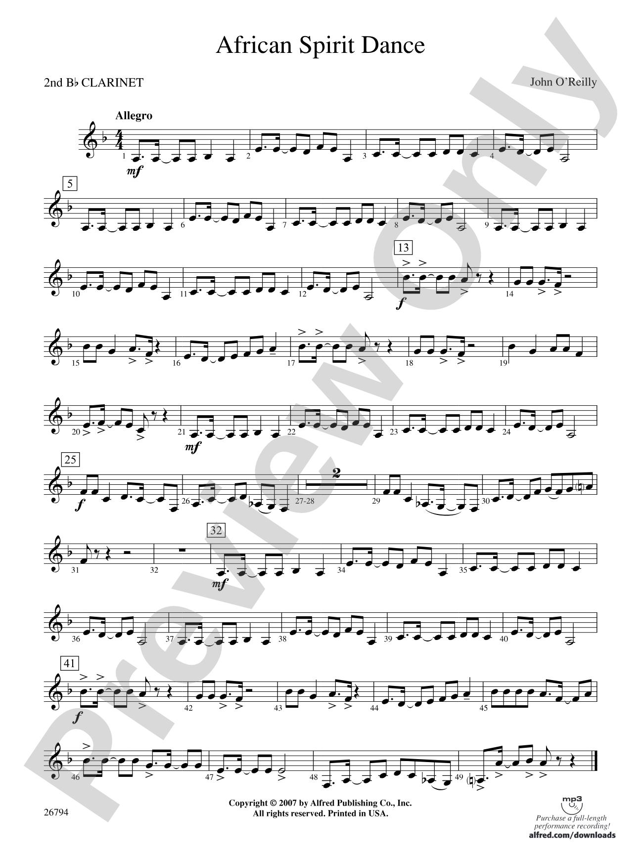 African Spirit Dance: 2nd B-flat Clarinet