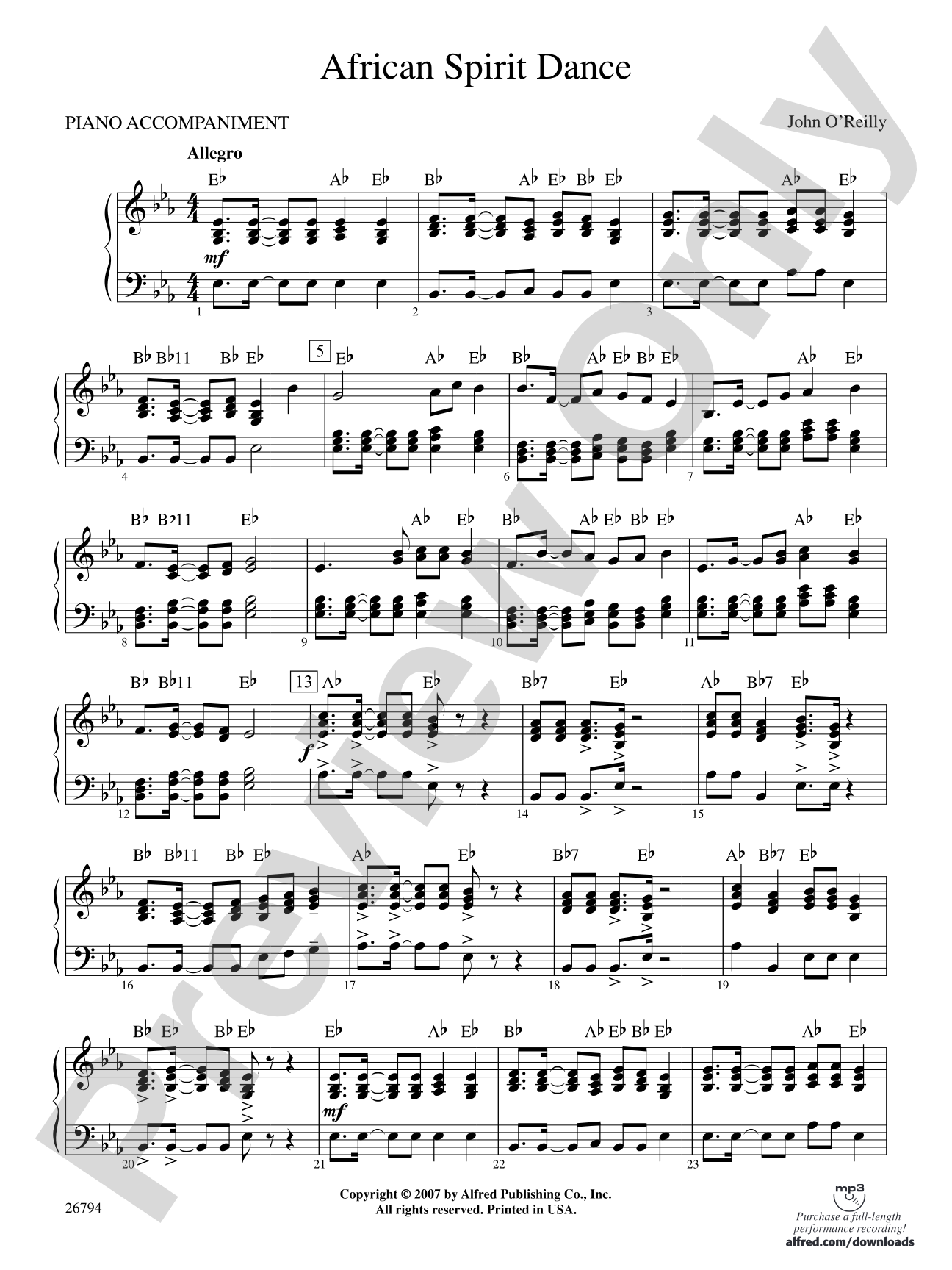 African Spirit Dance: Piano Accompaniment