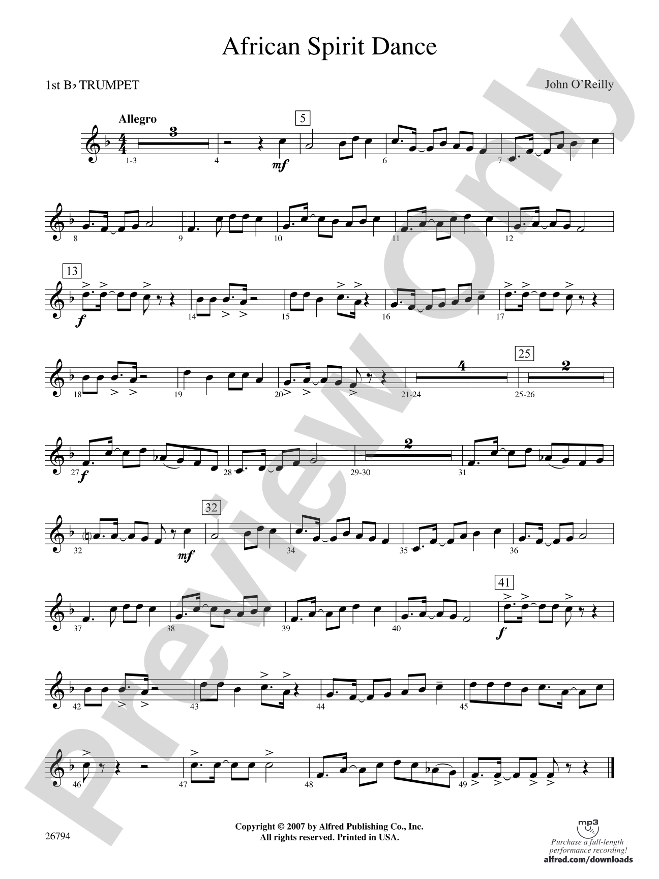 African Spirit Dance: 1st B-flat Trumpet
