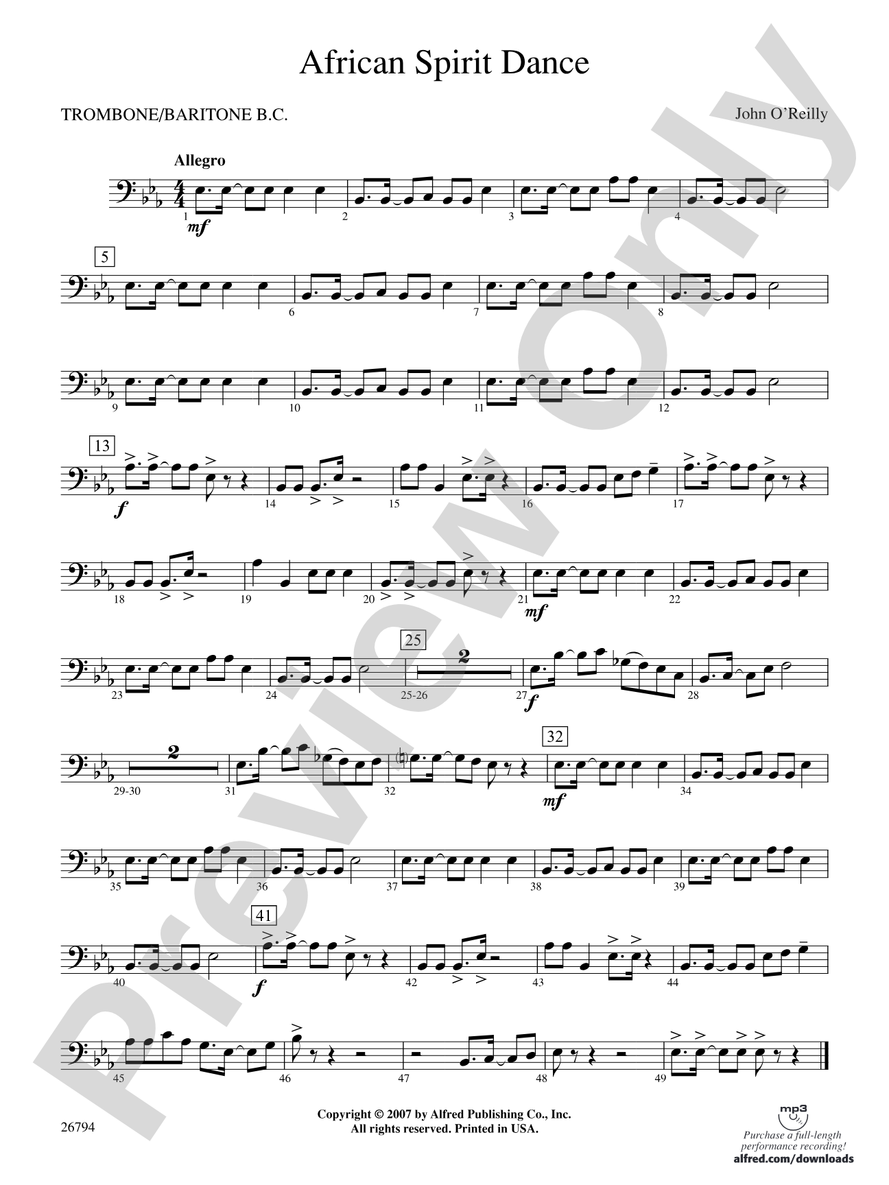 African Spirit Dance: 1st Trombone