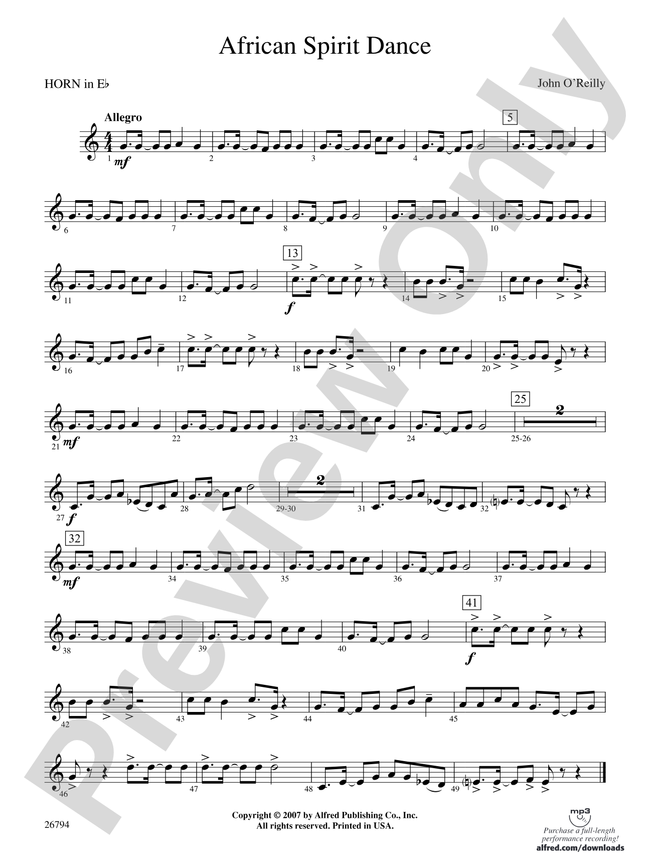 African Spirit Dance: (wp) 1st Horn in E-flat