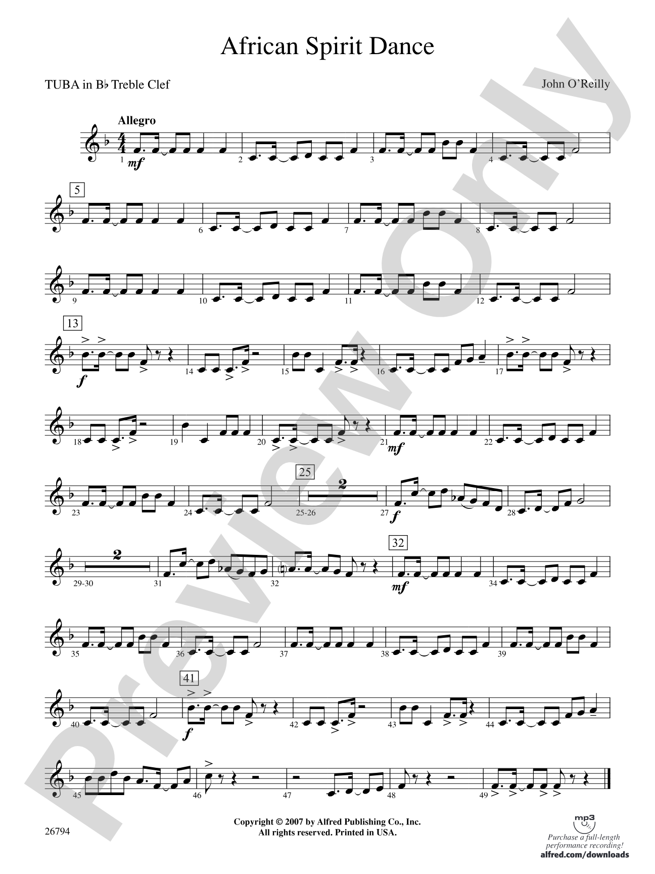 African Spirit Dance: (wp) B-flat Tuba T.C.