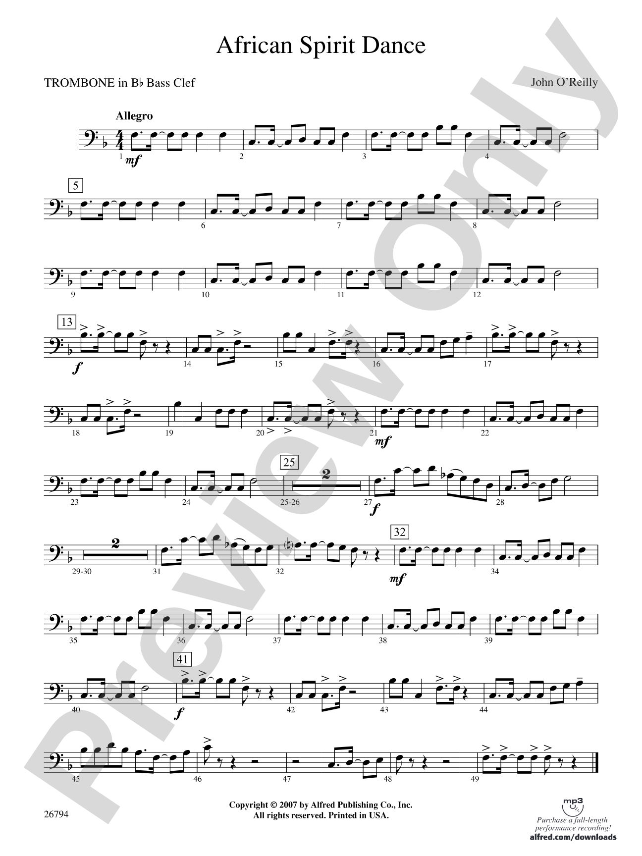 African Spirit Dance: (wp) 1st B-flat Trombone B.C.