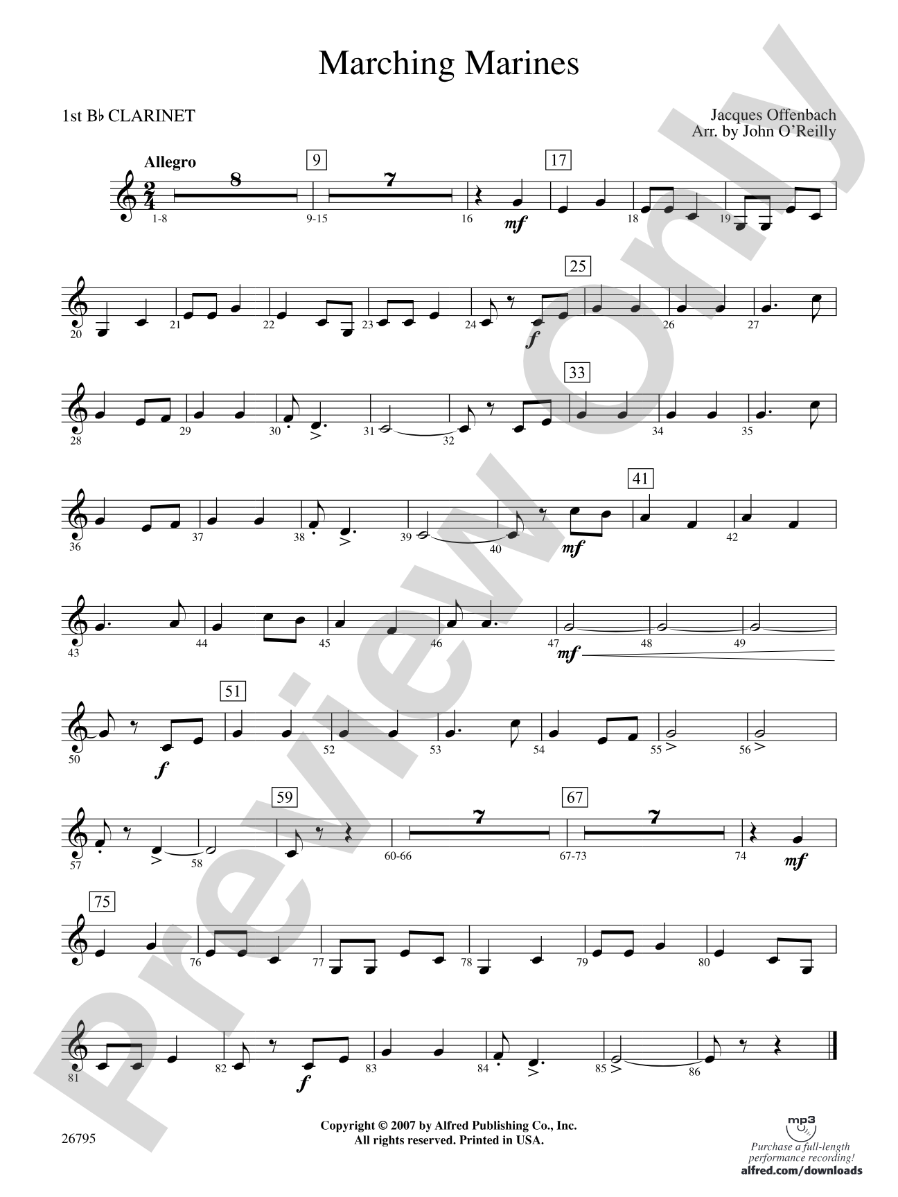 Marching Marines: 1st B-flat Clarinet