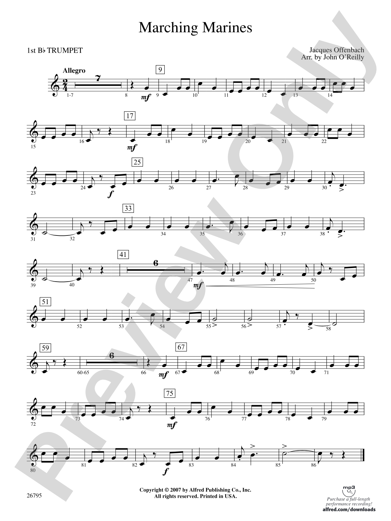 Marching Marines: 1st B-flat Trumpet