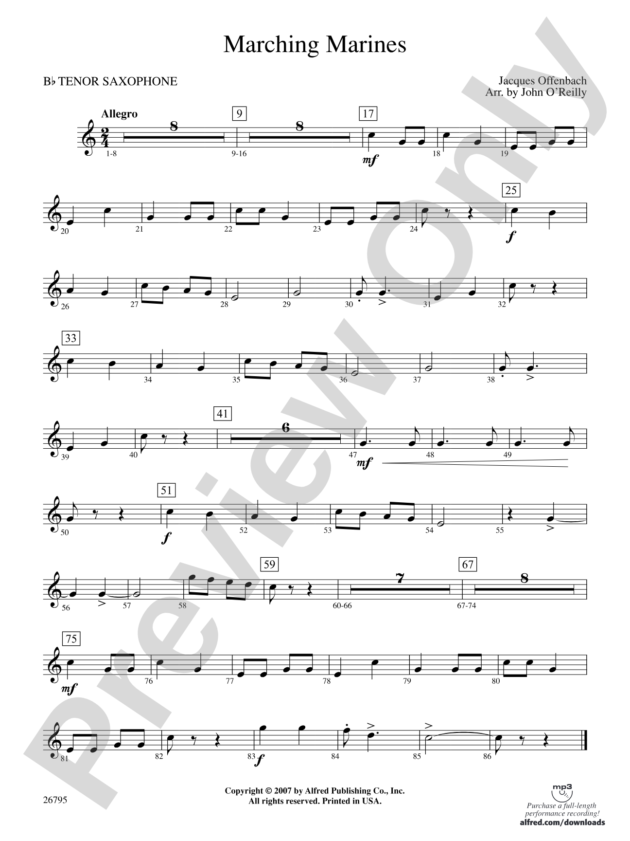 Marching Marines: B-flat Tenor Saxophone