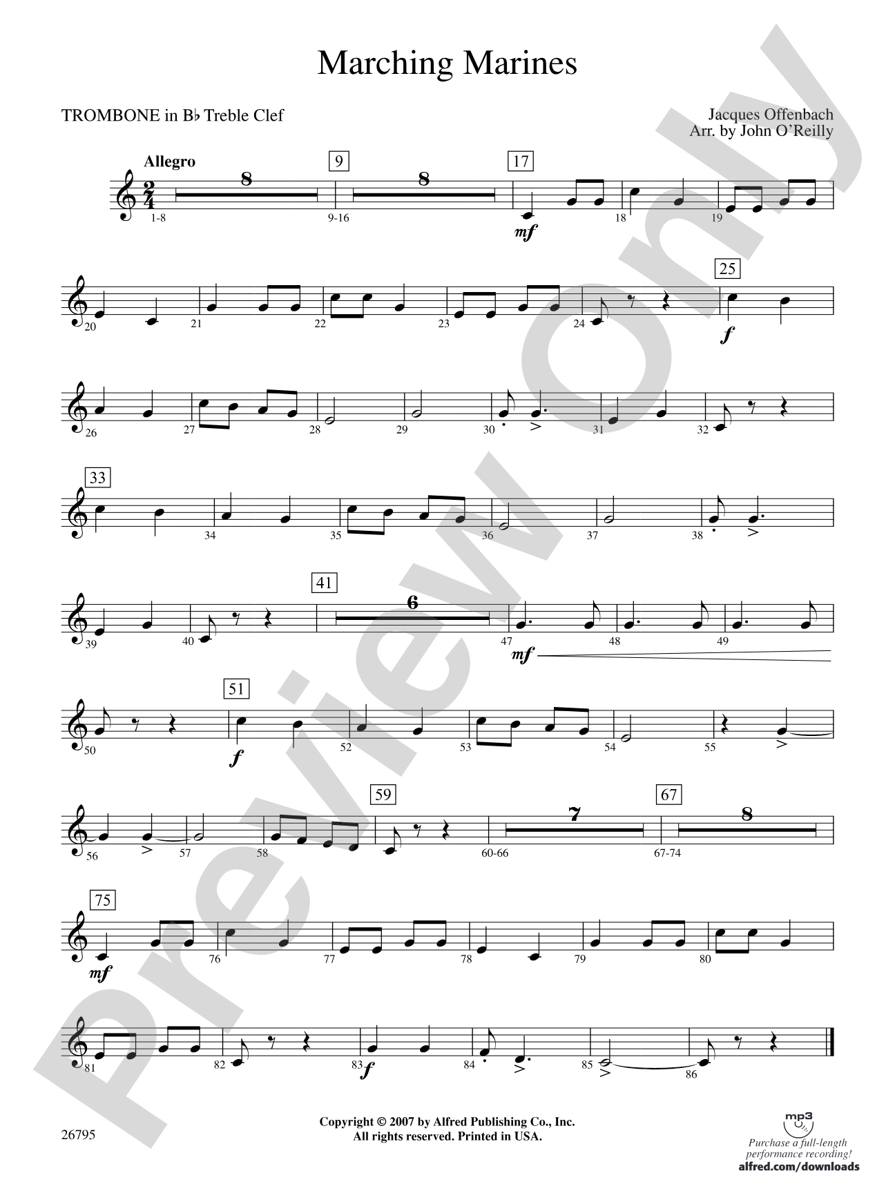 Marching Marines: (wp) 1st B-flat Trombone T.C.