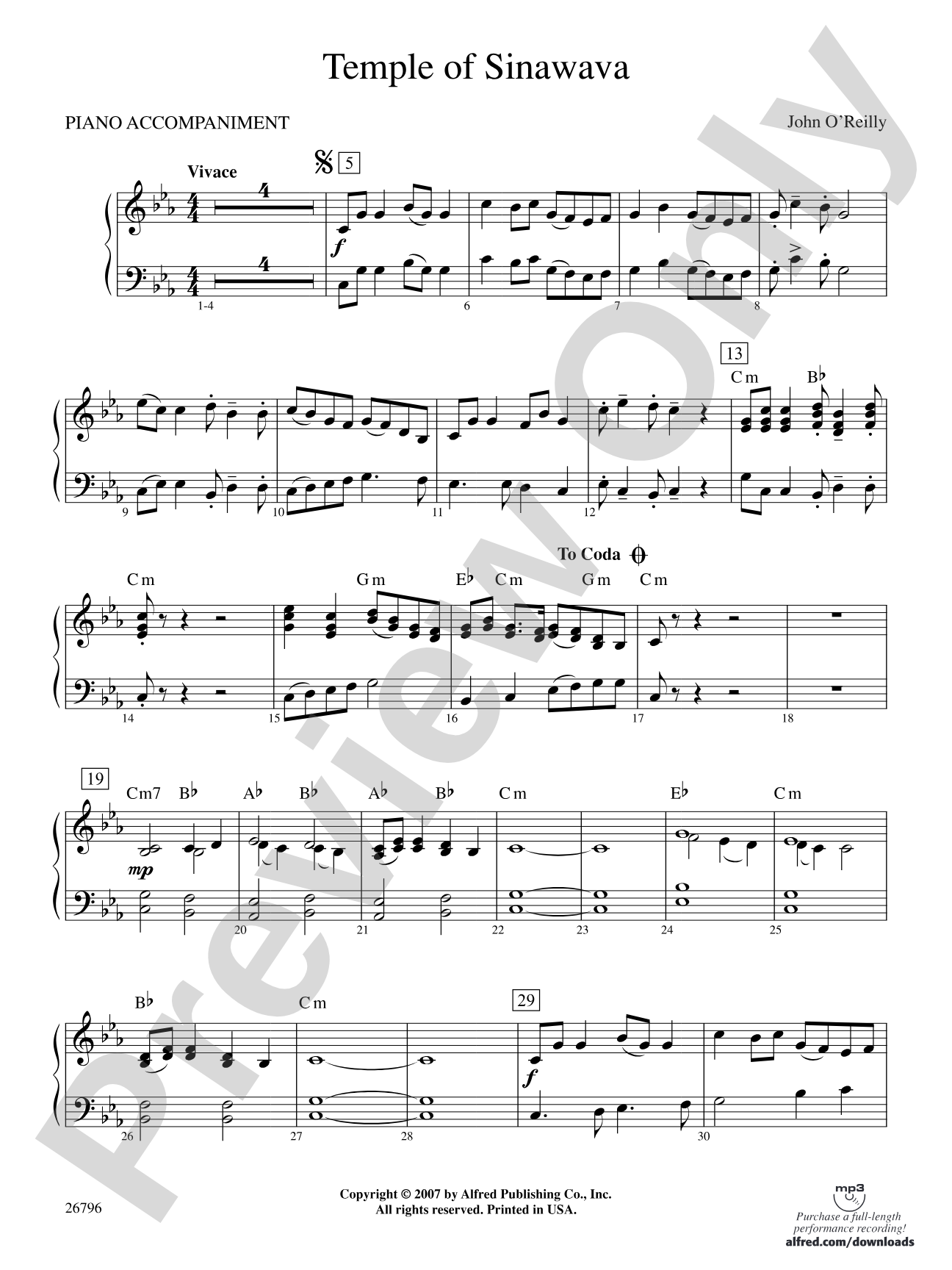 Temple of Sinawava: Piano Accompaniment