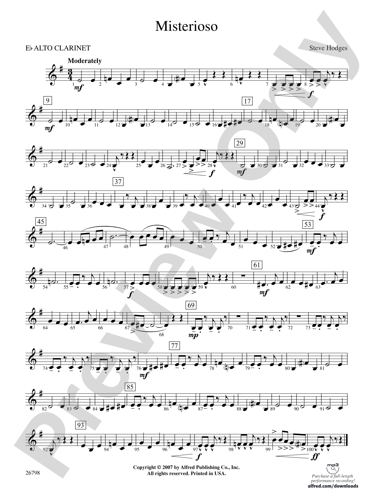 Misterioso: E-flat Alto Clarinet