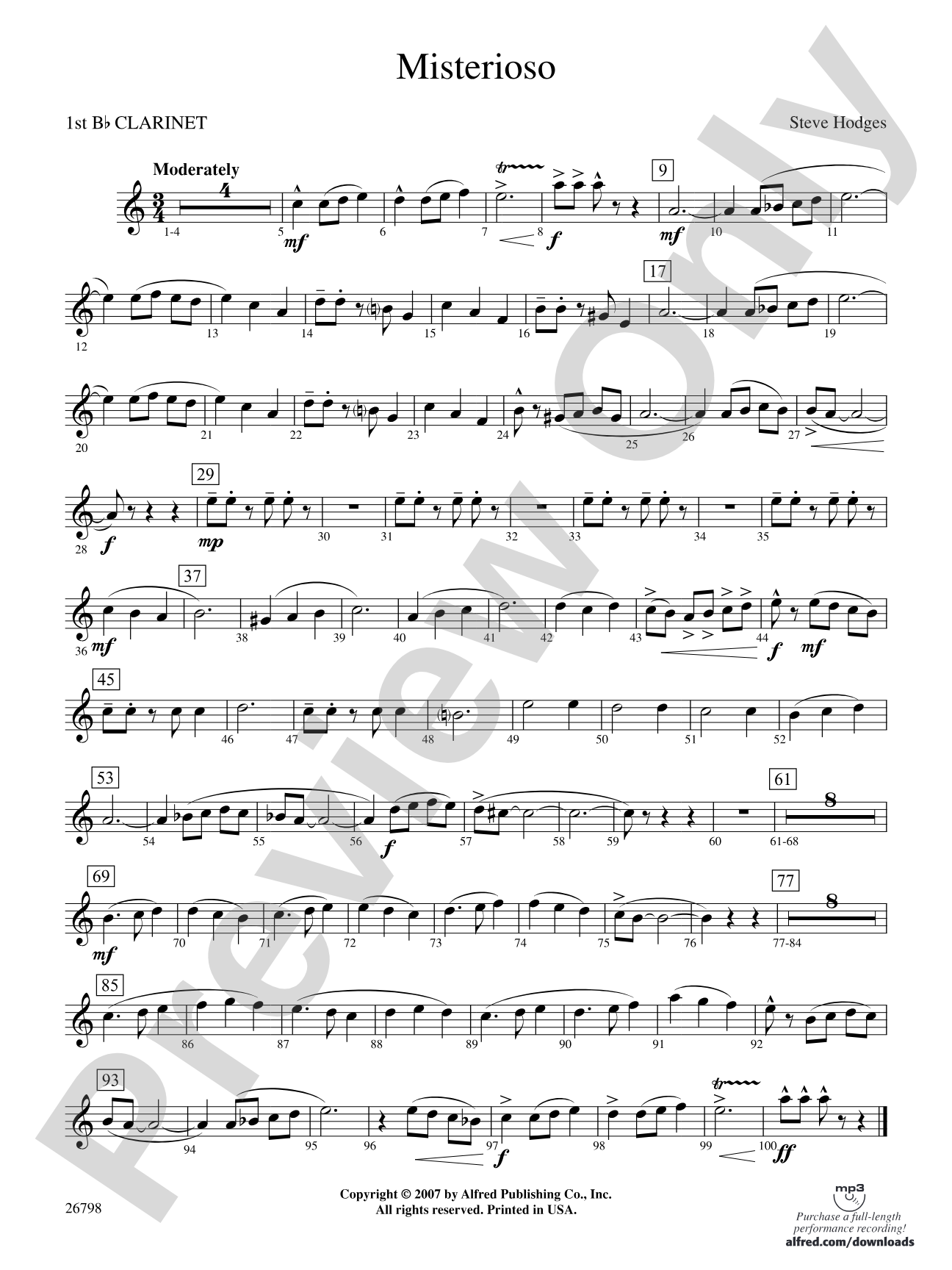 Misterioso: 1st B-flat Clarinet