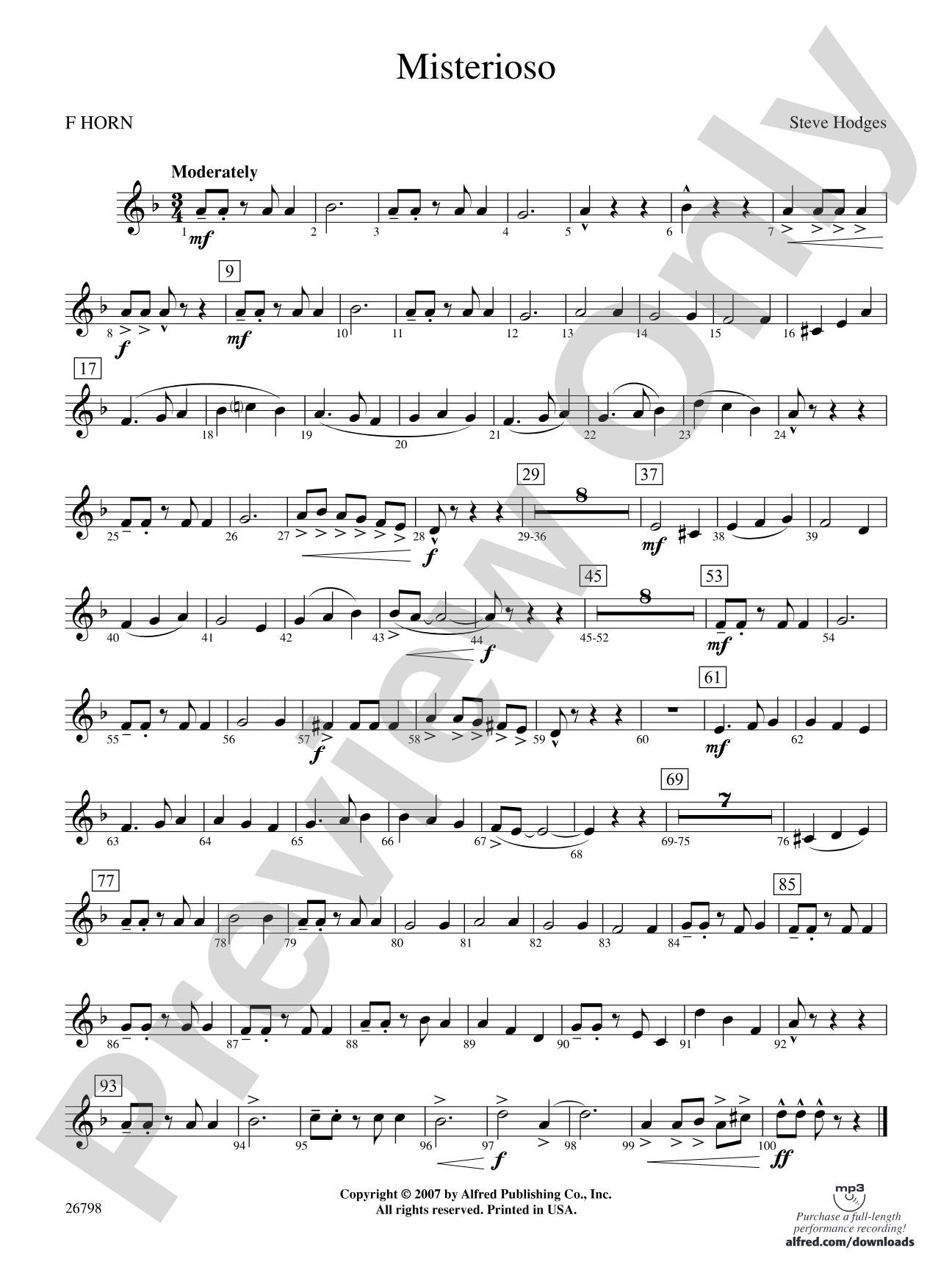 Misterioso: 1st F Horn