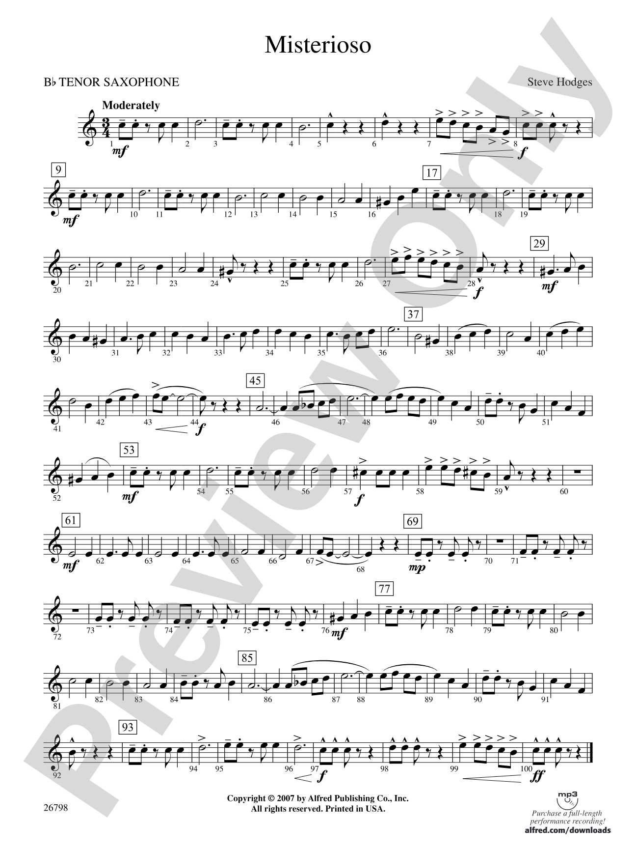 Misterioso: B-flat Tenor Saxophone