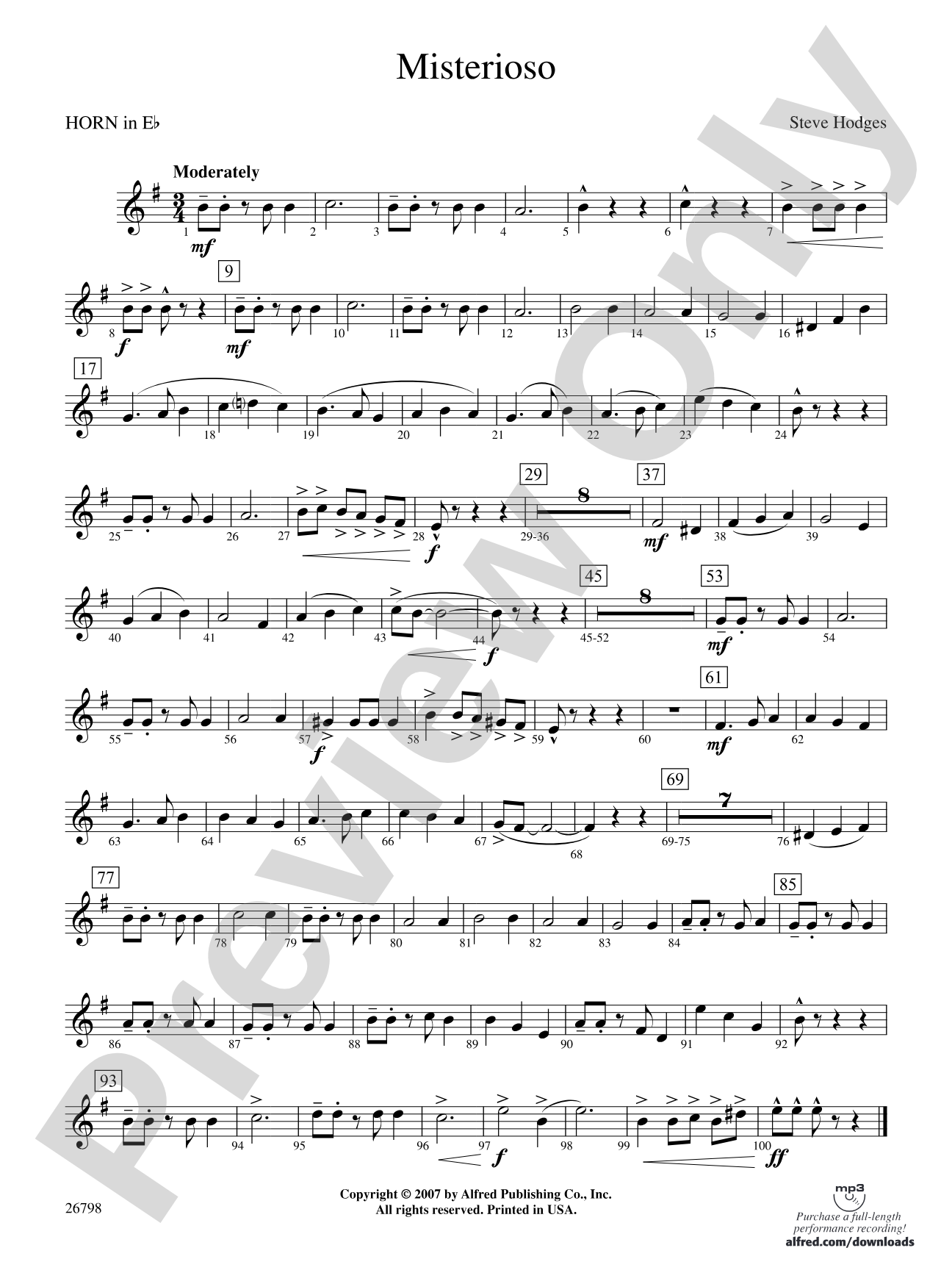 Misterioso: (wp) 1st Horn in E-flat