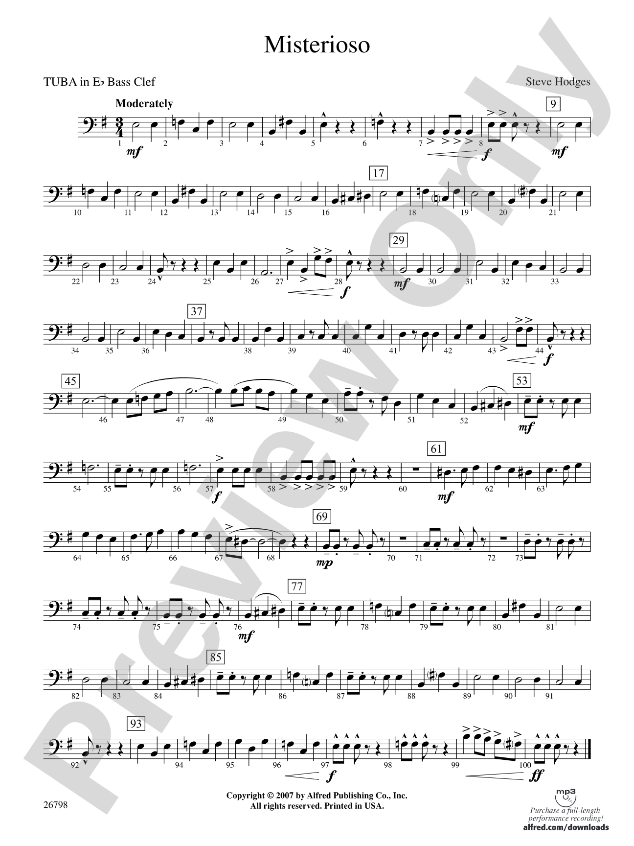 Misterioso: (wp) E-flat Tuba B.C.