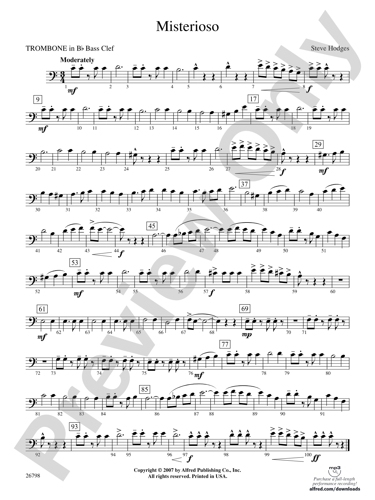Misterioso: (wp) 1st B-flat Trombone B.C.