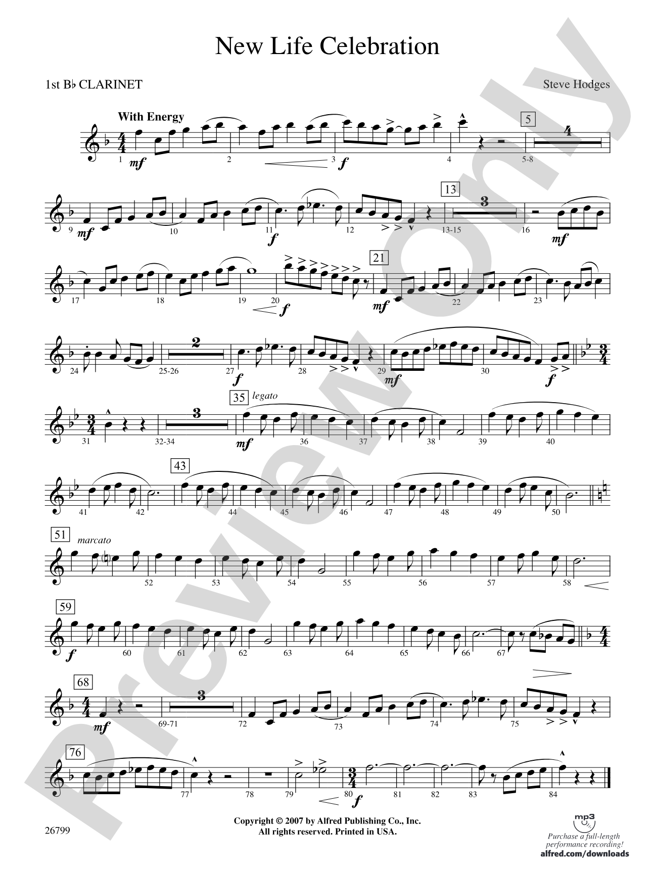 New Life Celebration: 1st B-flat Clarinet