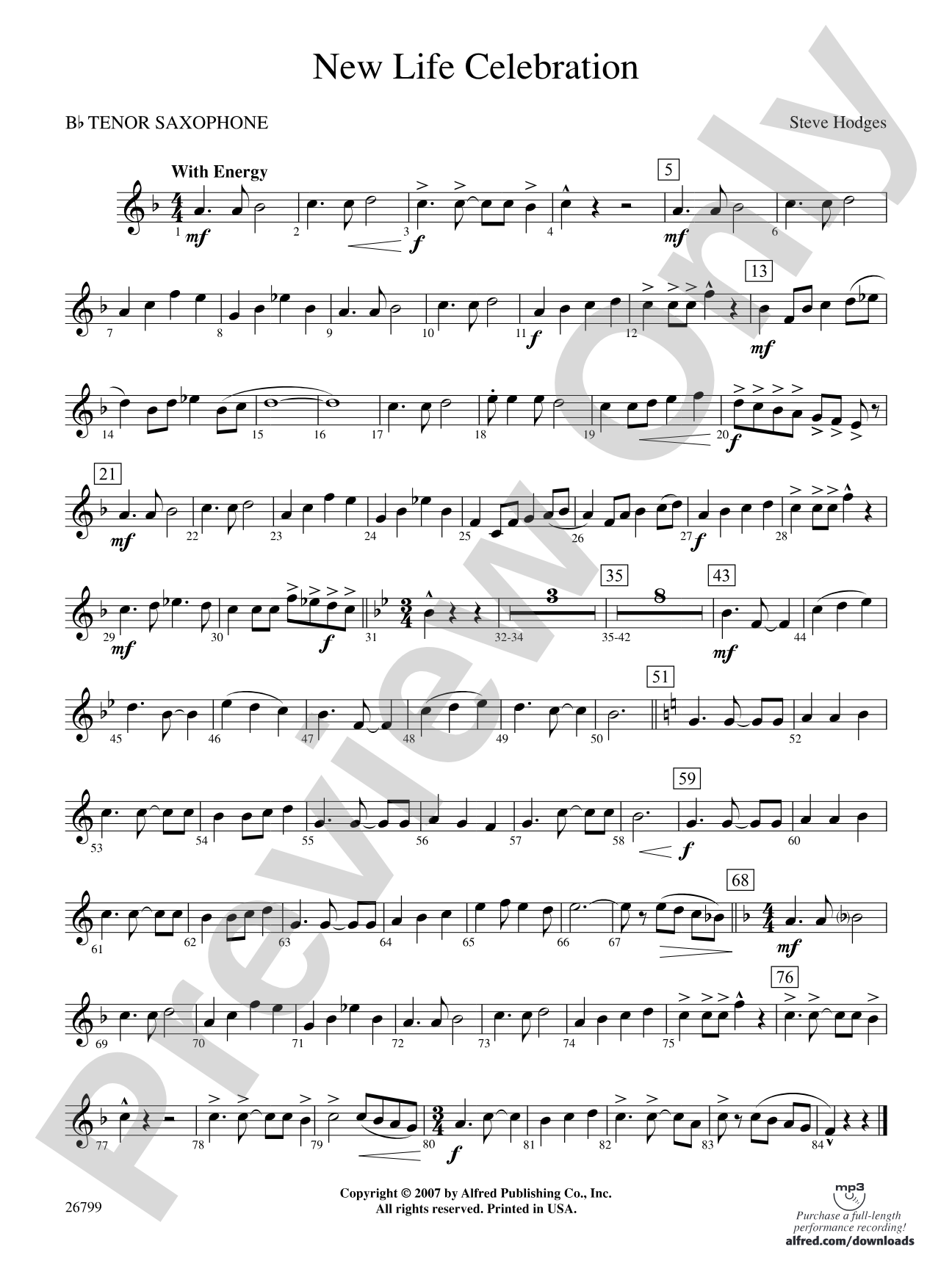 New Life Celebration: B-flat Tenor Saxophone