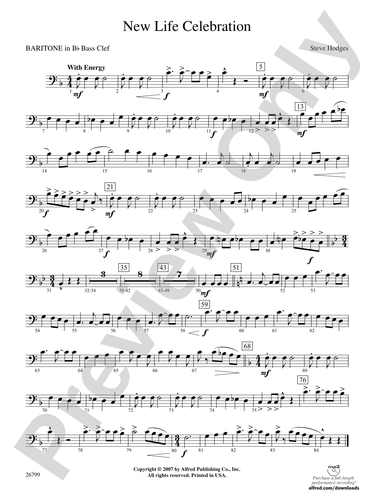 New Life Celebration: (wp) B-flat Baritone B.C.