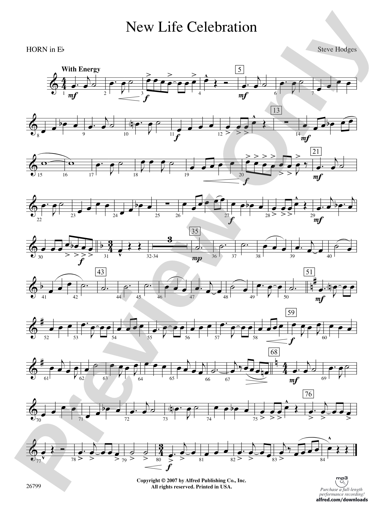 New Life Celebration: (wp) 1st Horn in E-flat