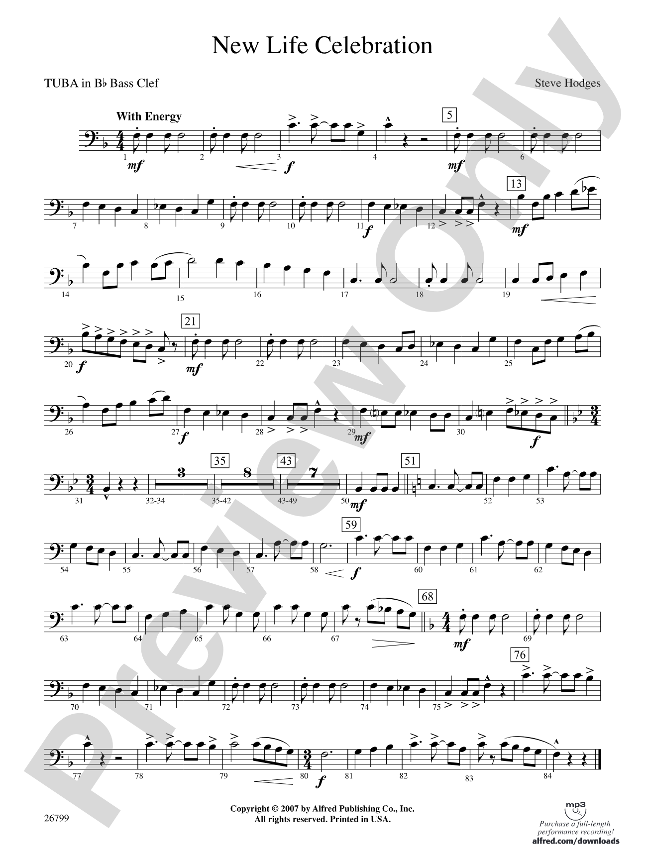 New Life Celebration: (wp) B-flat Tuba B.C.