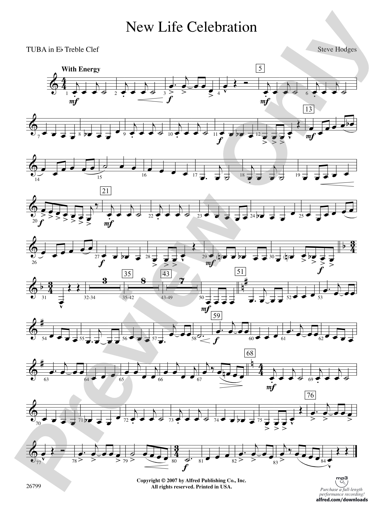 New Life Celebration: (wp) E-flat Tuba T.C.