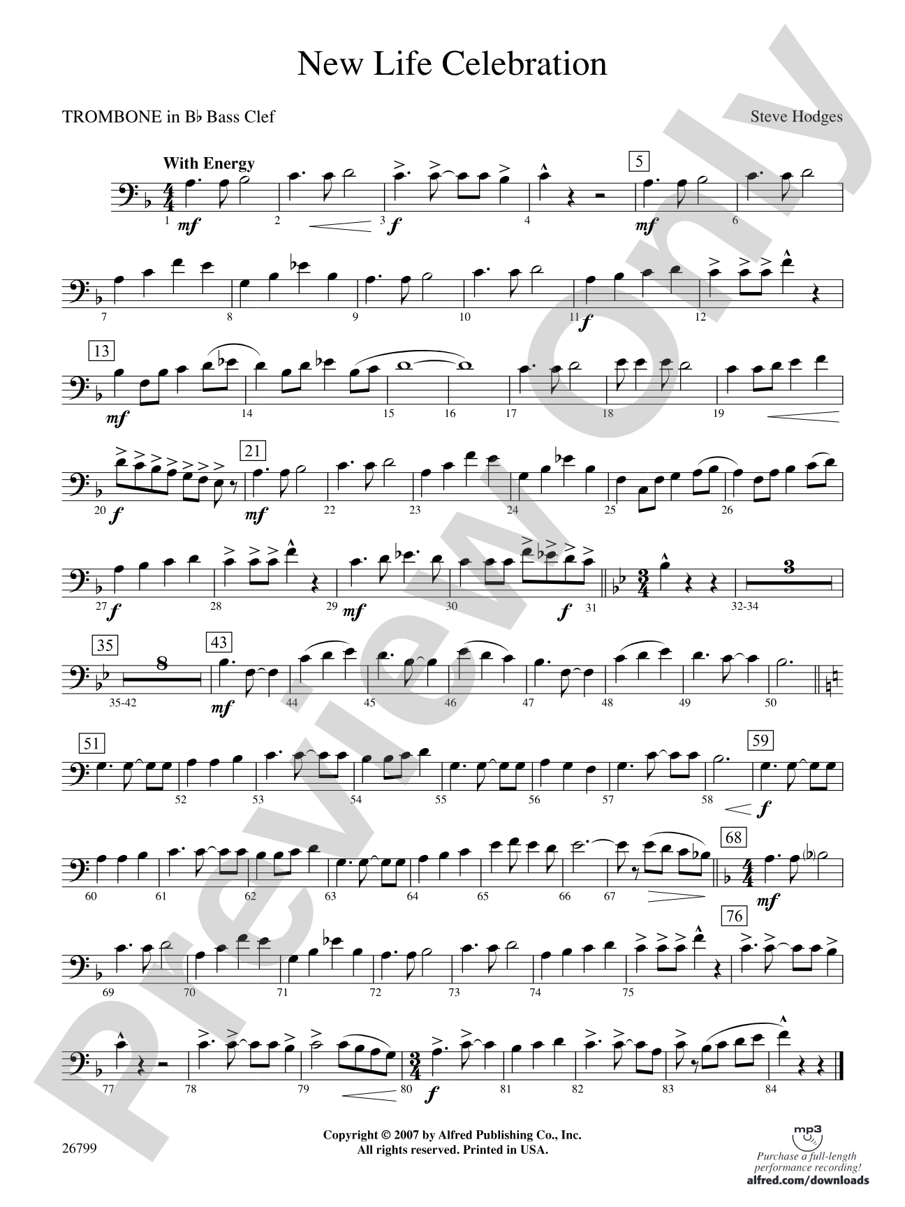 New Life Celebration: (wp) 1st B-flat Trombone B.C.