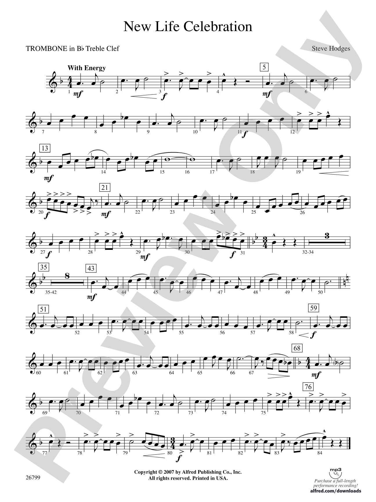 New Life Celebration: (wp) 1st B-flat Trombone T.C.