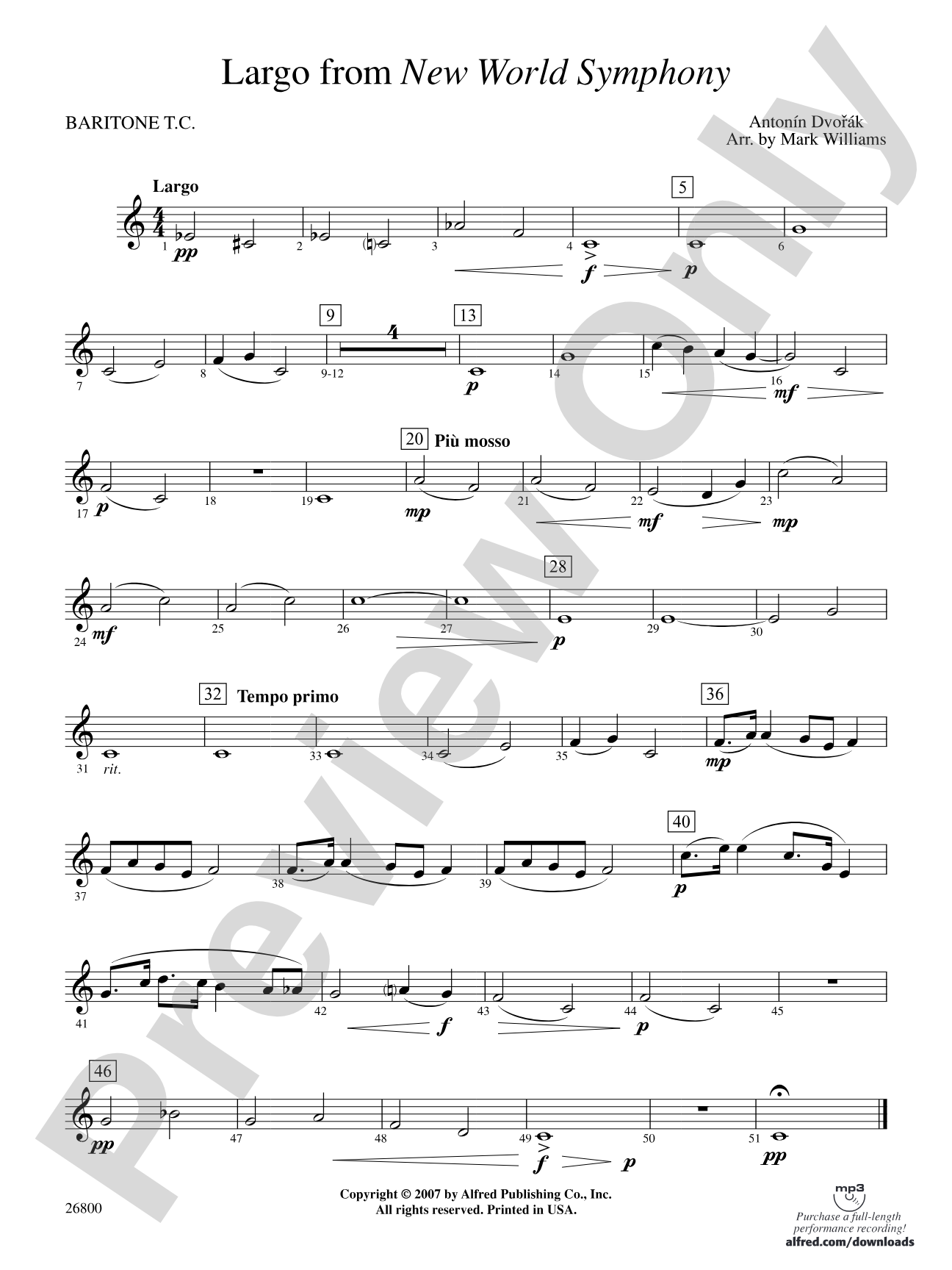 Largo from New World Symphony: Baritone T.C.