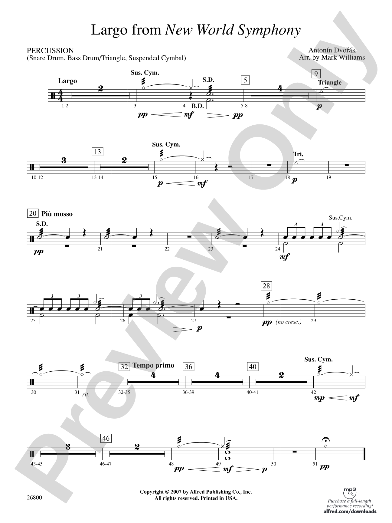 Largo from New World Symphony: 1st Percussion