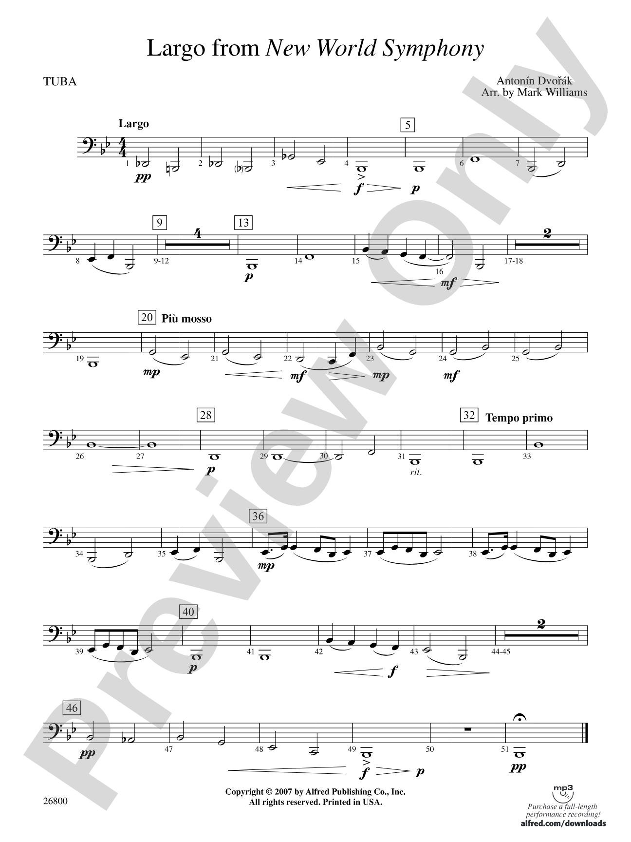 Largo from New World Symphony: Tuba