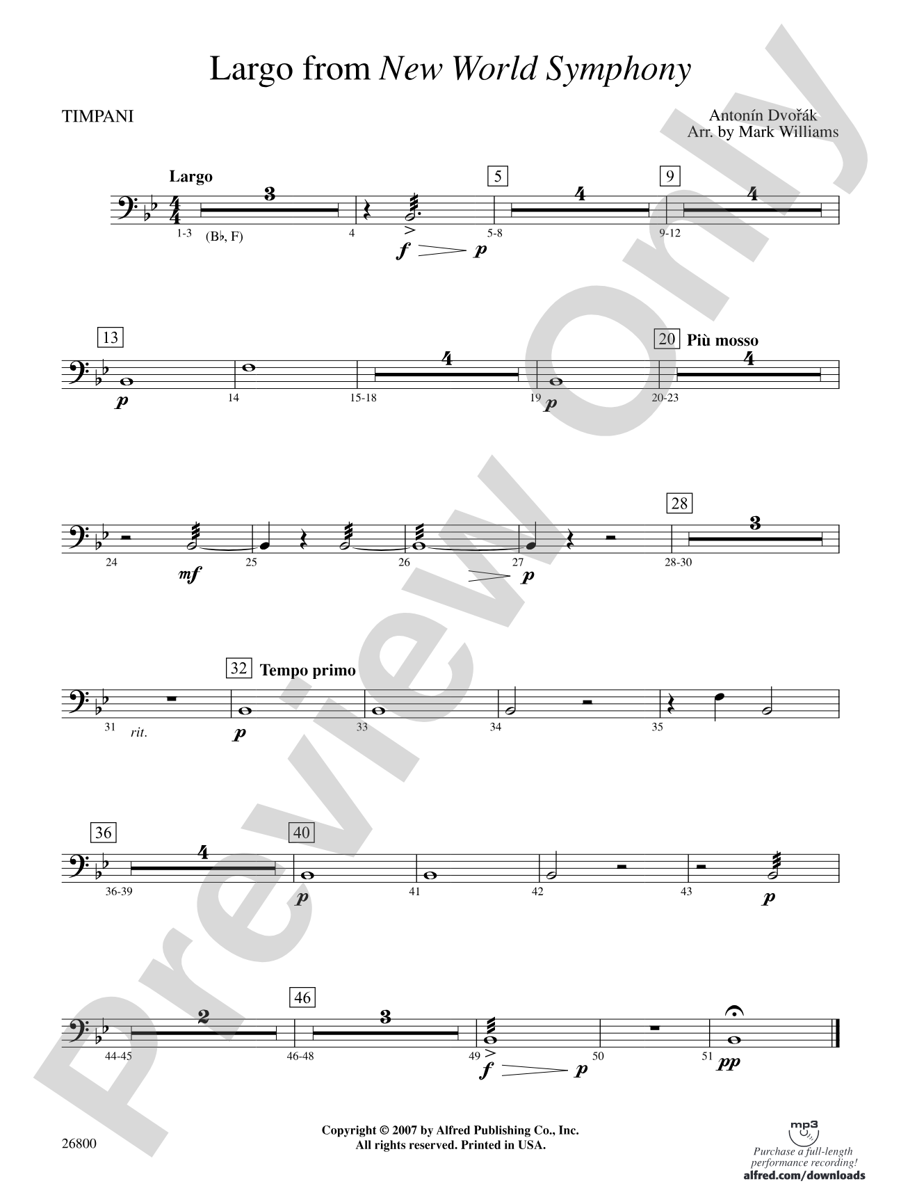 Largo from New World Symphony: Timpani